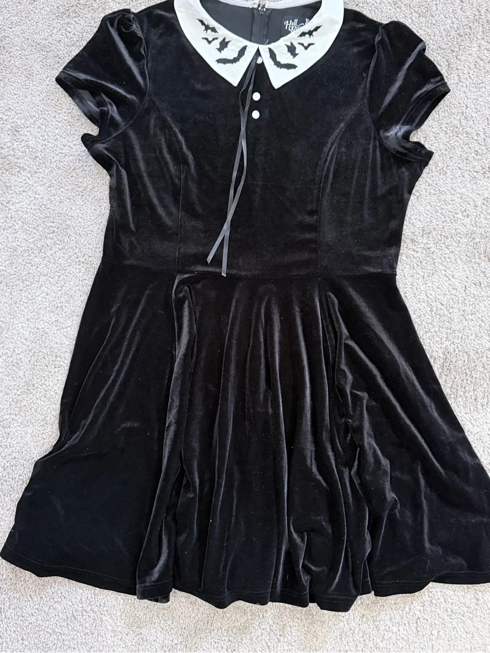 Hell Bunny Black Dress with White Peter Pan Collar - Picture 1 of 6